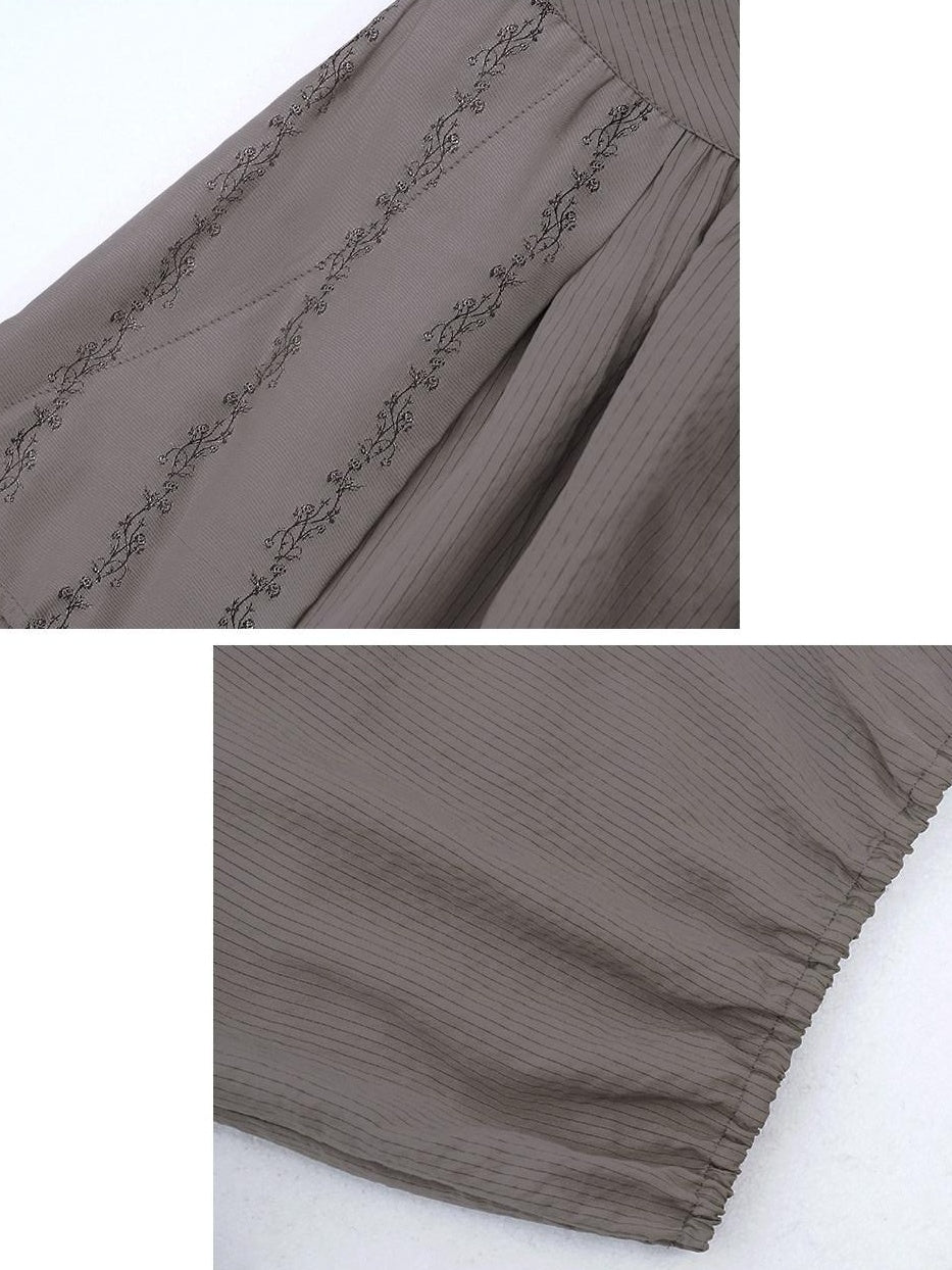 someonesometimes Soft Modal Loose Lantern Natural Waist Button Smoky Grey Wide Leg Pants