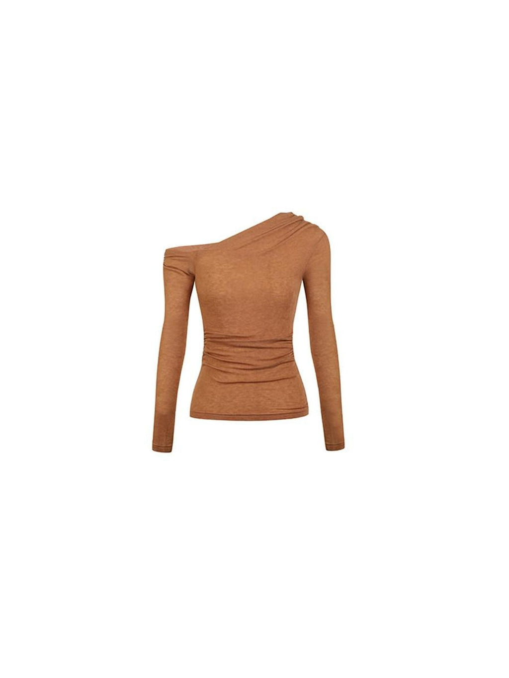 DeleteEx Office Chic Fitted Long Sleeve Asymmetric Neckline Off Shoulder Crop Tops