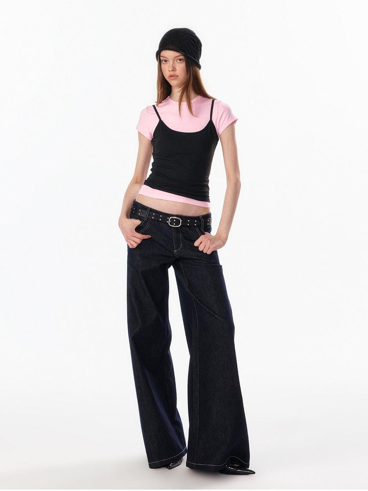 ALINNVSTUDIO Light Cleanfit Slim Crew Neck Short Sleeve Womens Cropped Tee Basic Crop Tops