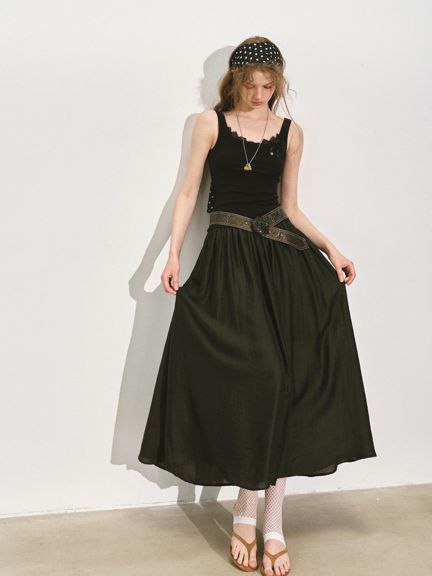 SOMESOWE Elegant Cotton Sleeveless U Neck A Line Black Women Work Date Travel Maxi Dresses