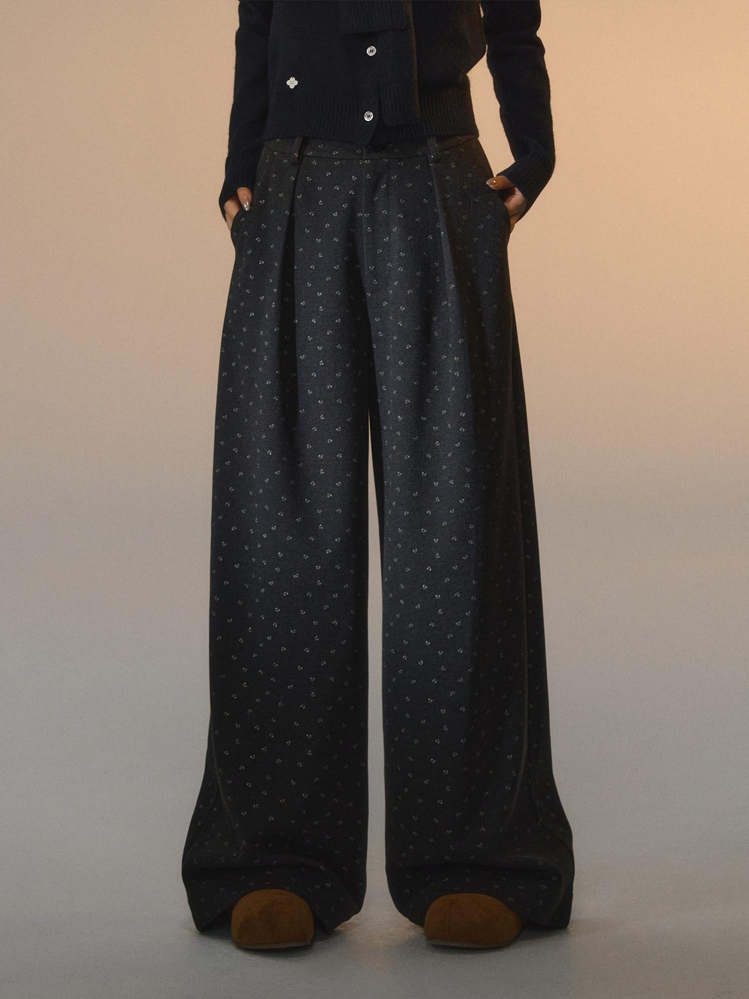 SOMESOWE Original Plaid Pocket Loose Natural Waist Button Women Wide Leg Straight Pants