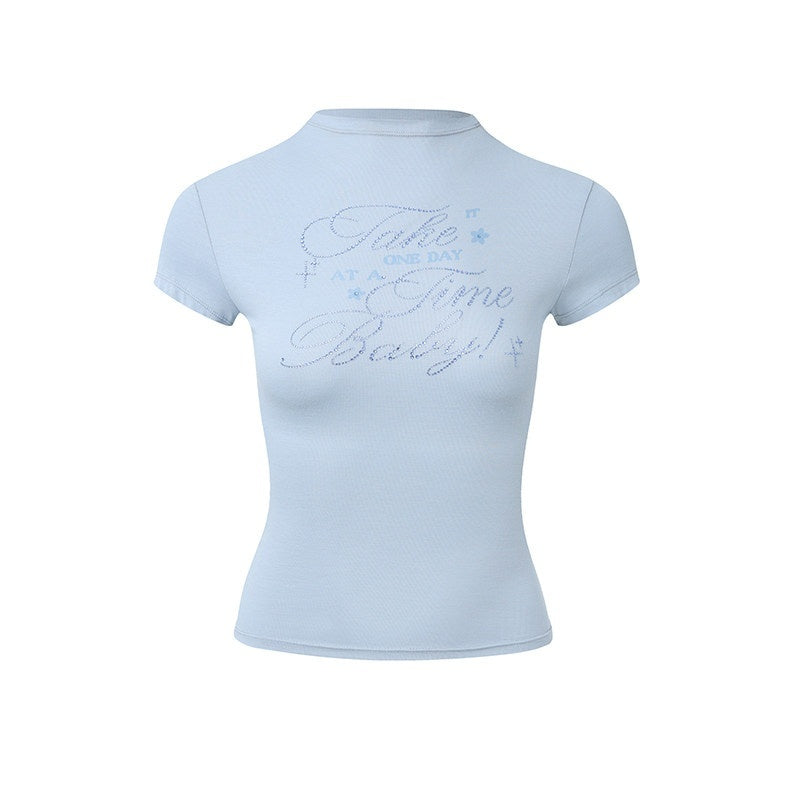 DeleteEx_Ruched_Cotton_Slim_Fit_Office_Ready_Short_Sleeve_Crew_Neck_Women_Basic_Crop_Tops_MISSTT