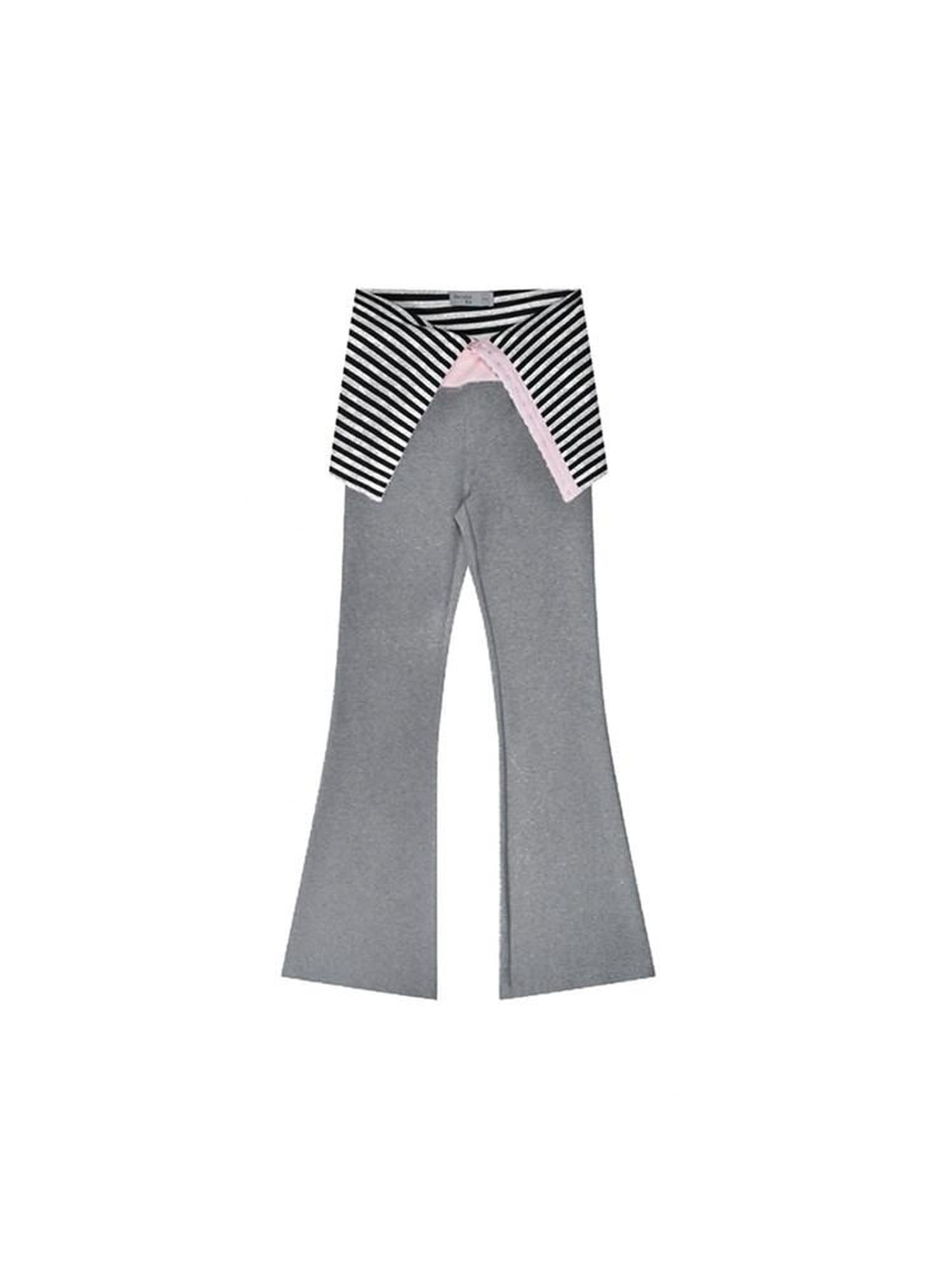 DeleteEx Cotton Stretch Sweet Micro Flare Slim Natural Waist Women Heather Grey Leggings