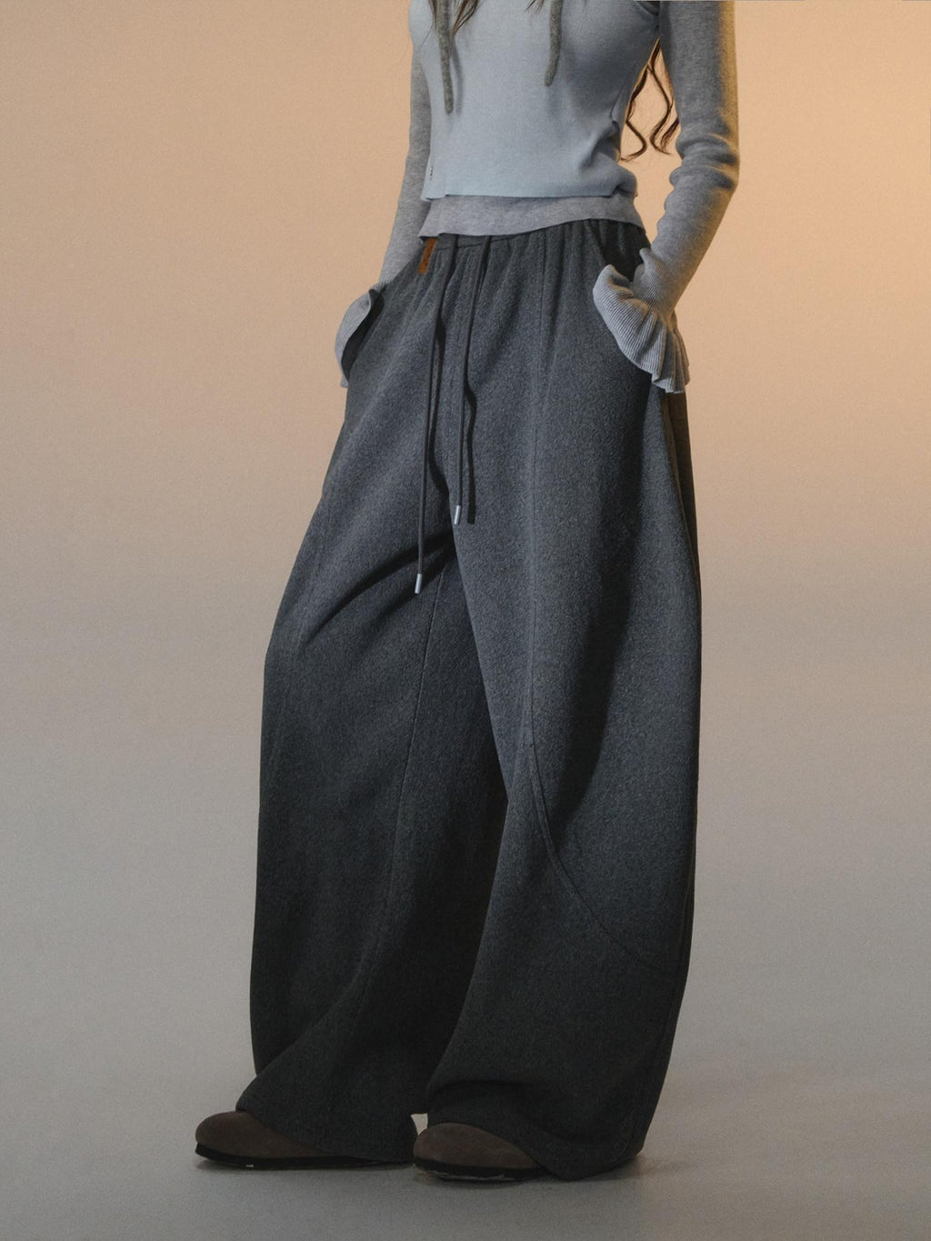 SOMESOWE Cozy Pocket Plaid Loose Fit Button Fly Natural Waist Women Casual Sweatpants