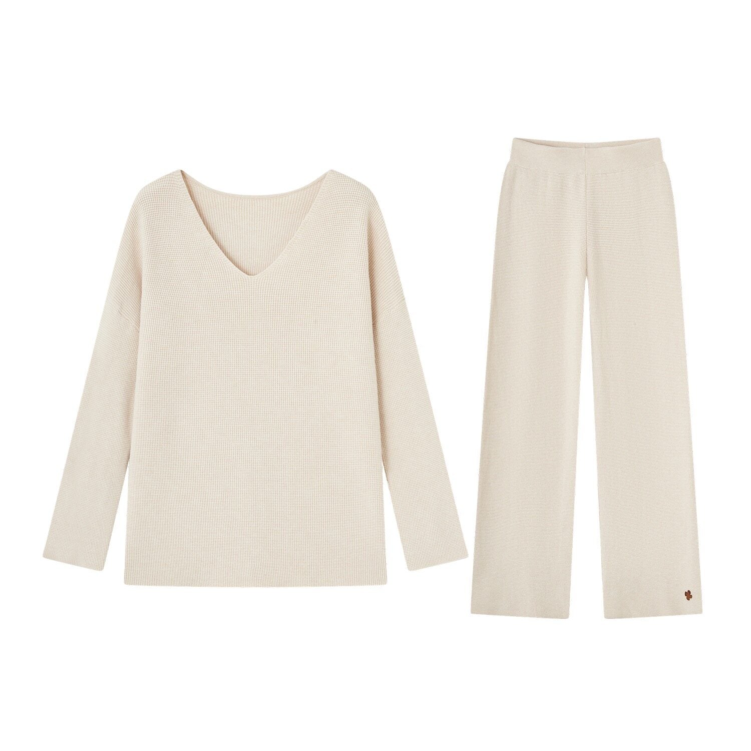 SOMESOWE_Slim_Fit_Cropped_V-neck_Long_Sleeve_Casual_Solid_Two_Piece_Top_&_Pants_Sets_MISSTT
