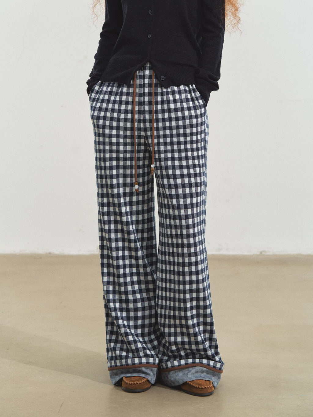 SOMESOWE Stretch Viscose Casual Cuffed Drawstring Natural Waist Unisex Wide Leg Pants