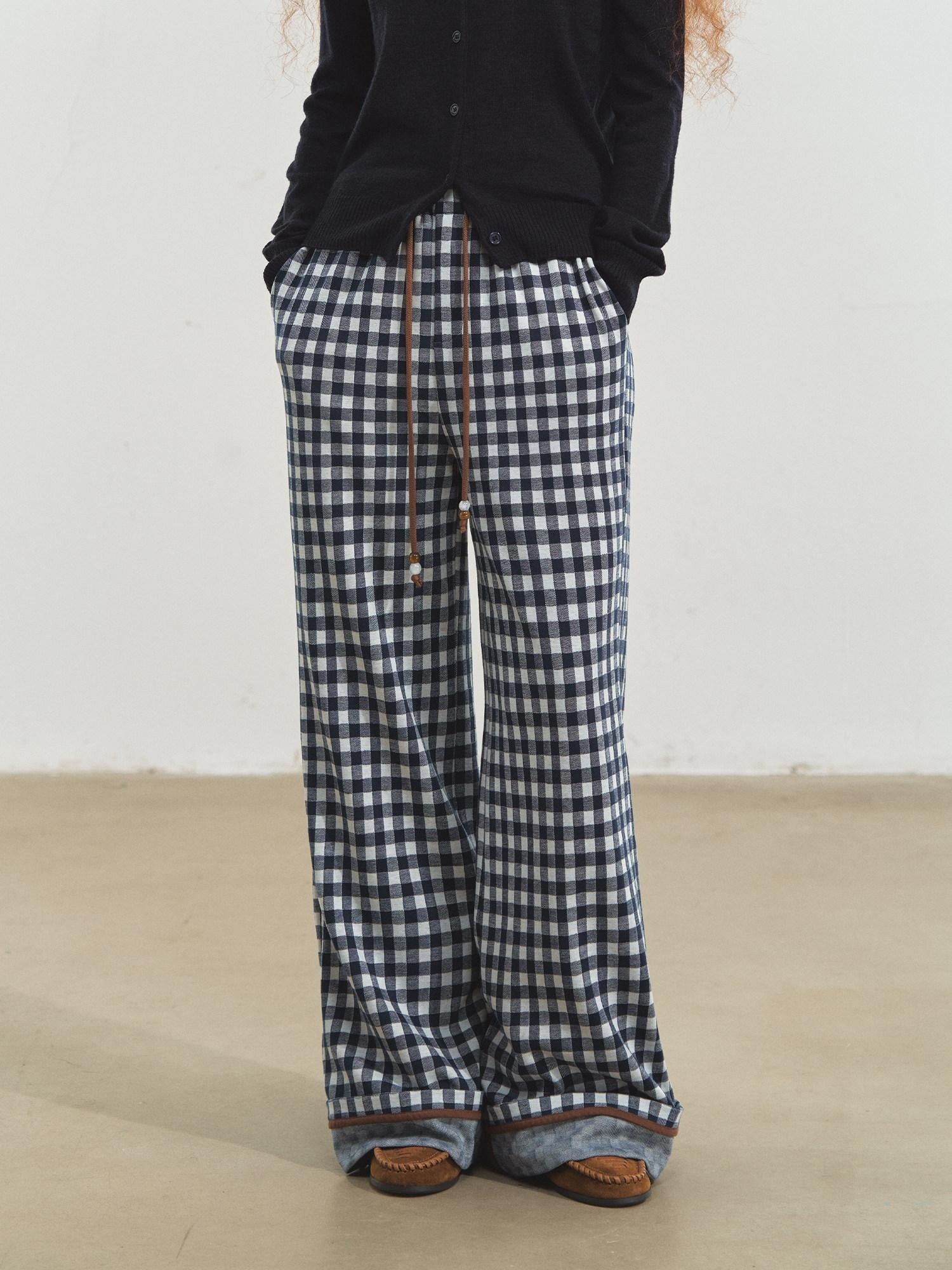 SOMESOWE Stretch Viscose Casual Cuffed Drawstring Natural Waist Unisex Wide Leg Pants