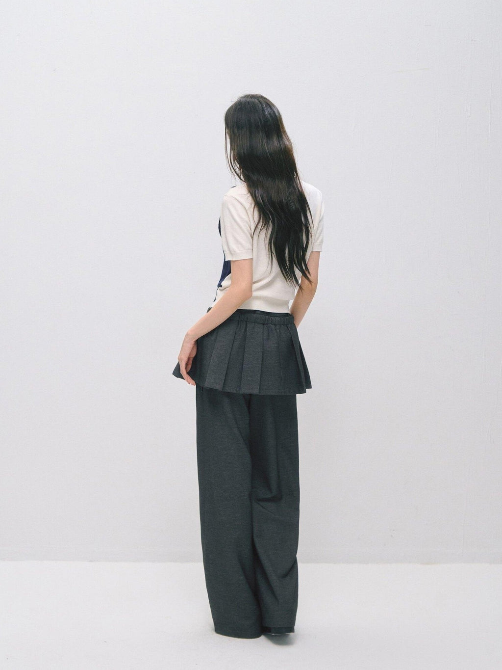 SOMESOWE Plaid Pockets Relaxed Natural Waist Elastic Women Polyester Blend Wide Leg Pants
