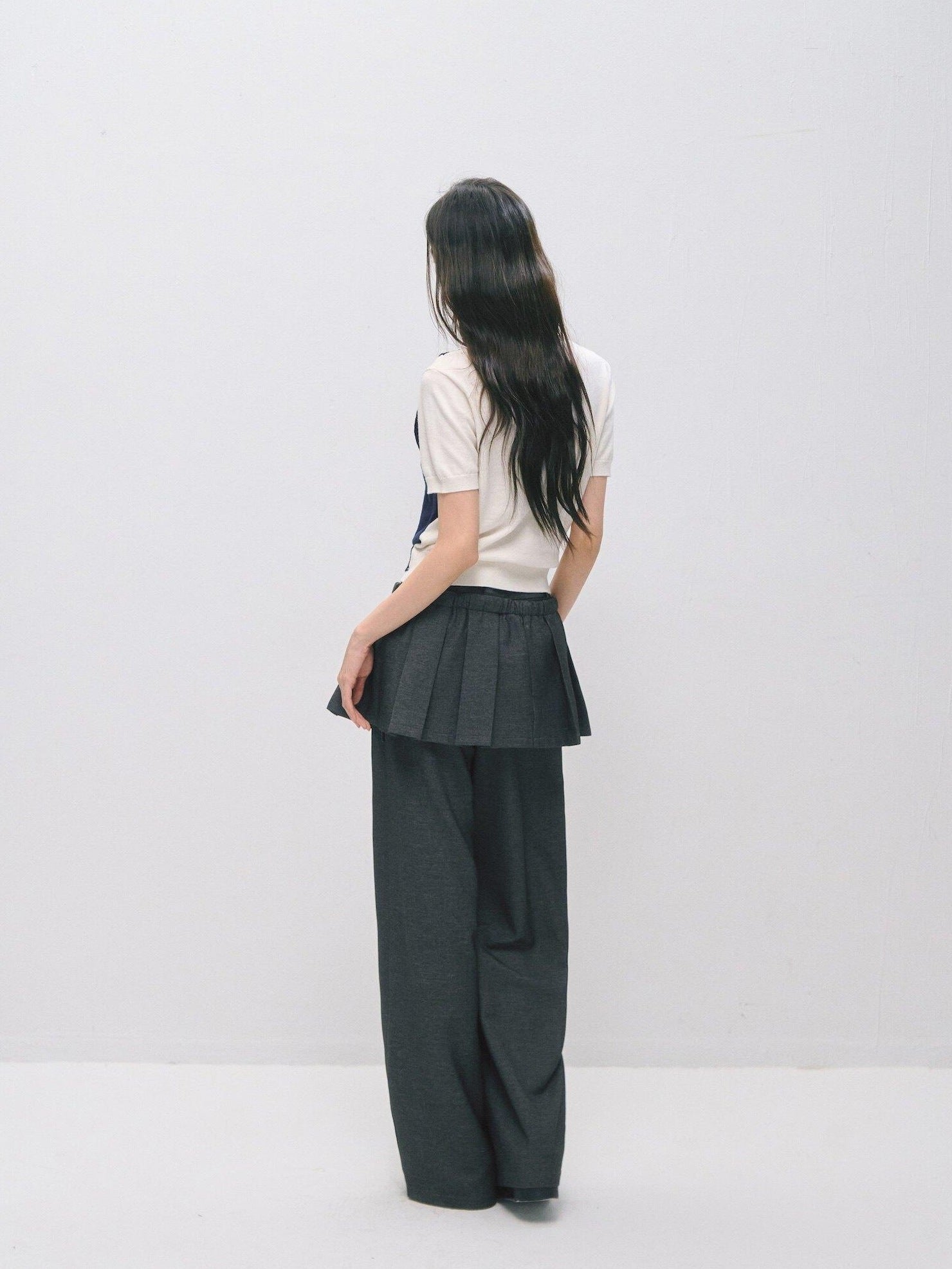 SOMESOWE Plaid Pockets Relaxed Natural Waist Elastic Women Polyester Blend Wide Leg Pants