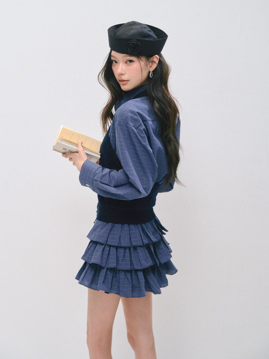 SOMESOWE Sexy Plaid High Waist Ruffle Patchwork Women Two Piece Mini Skirts