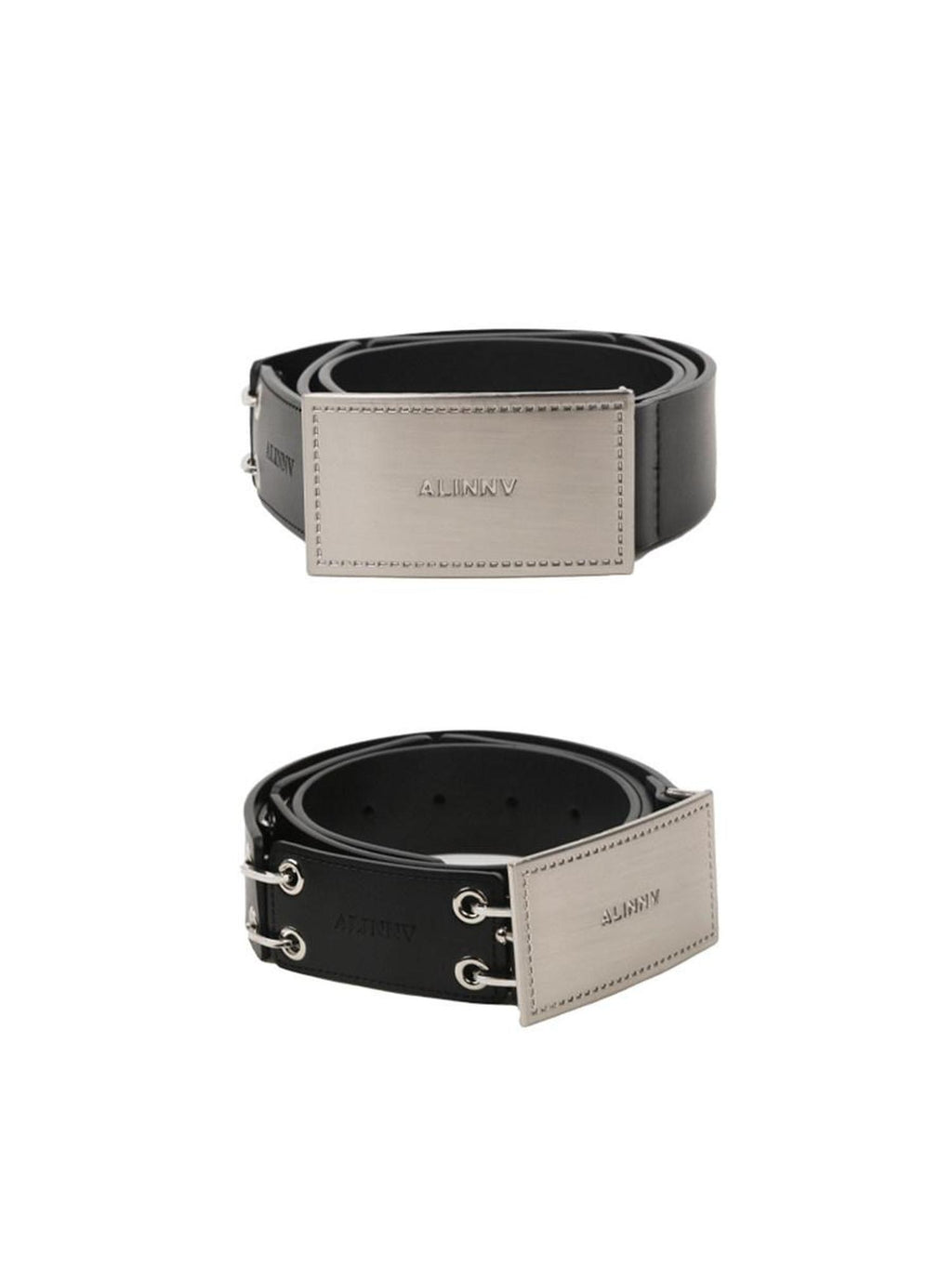 ALINNVSTUDIO Smooth Two Layer Cowhide Leather Alloy Buckle Versatile Unisex Black Belts
