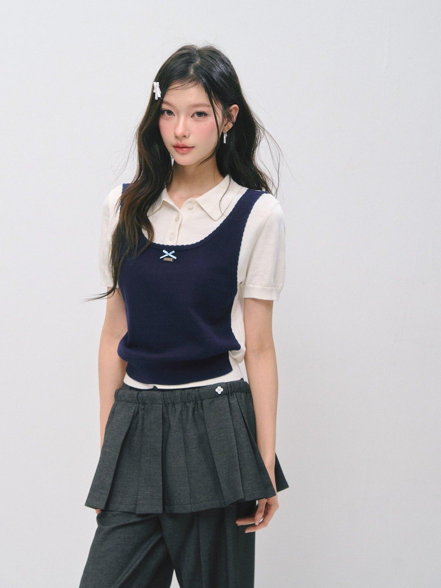 SOMESOWE Plaid Pockets Relaxed Natural Waist Elastic Women Polyester Blend Wide Leg Pants