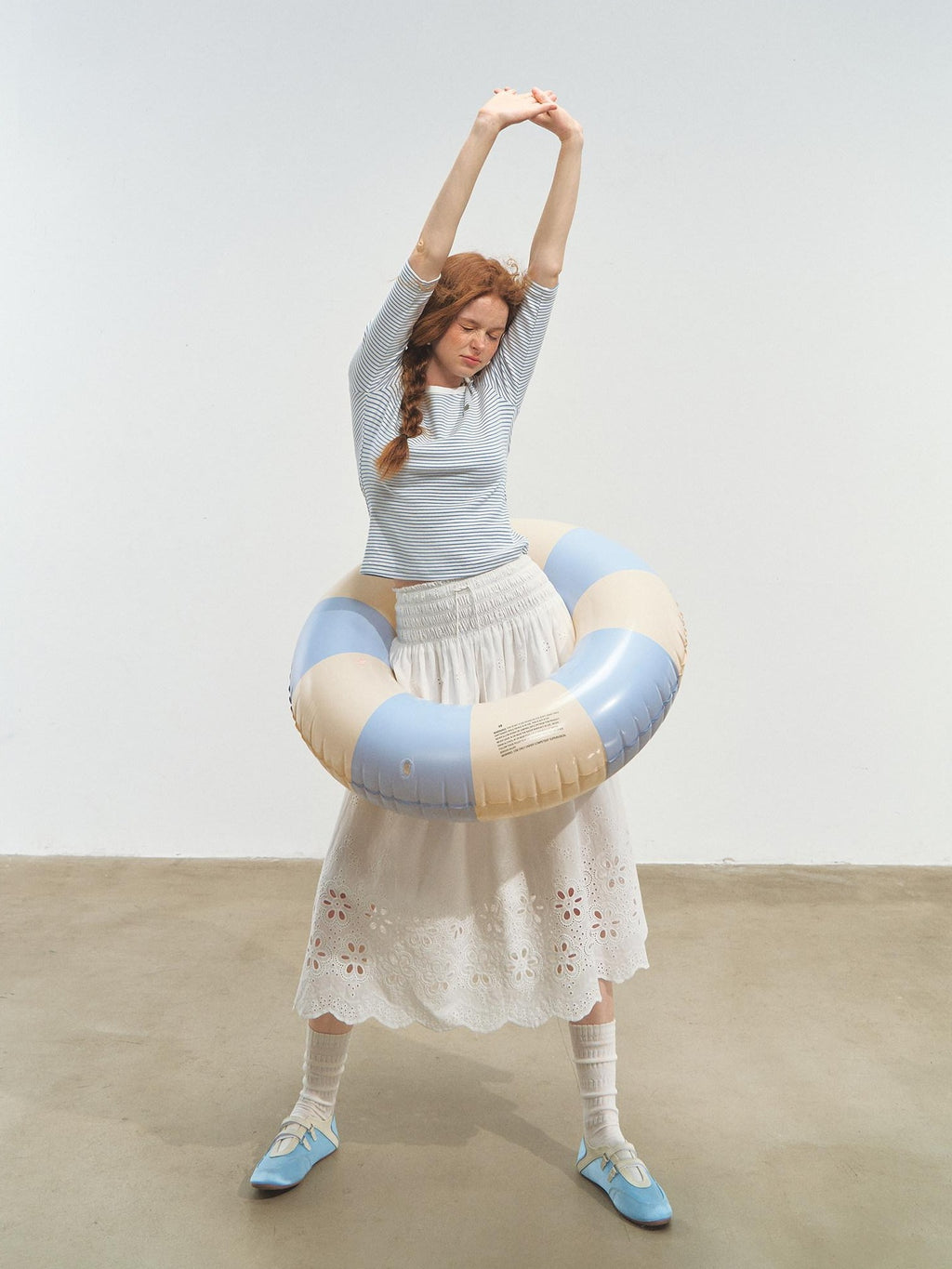 SOMESOWE Cotton Stretch Loose Crewneck Colorblock Blue Black Long Sleeve T-Shirts