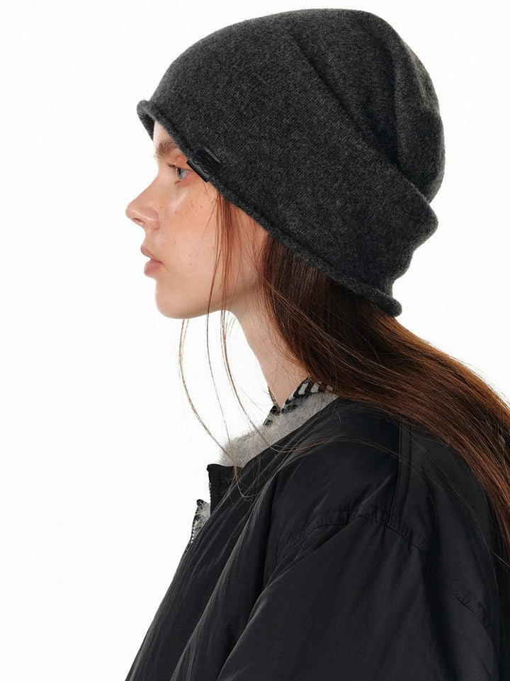 ALINNVSTUDIO Soft Wool Warm Casual Round Top Unisex One Size Black Grey Classic Beanies