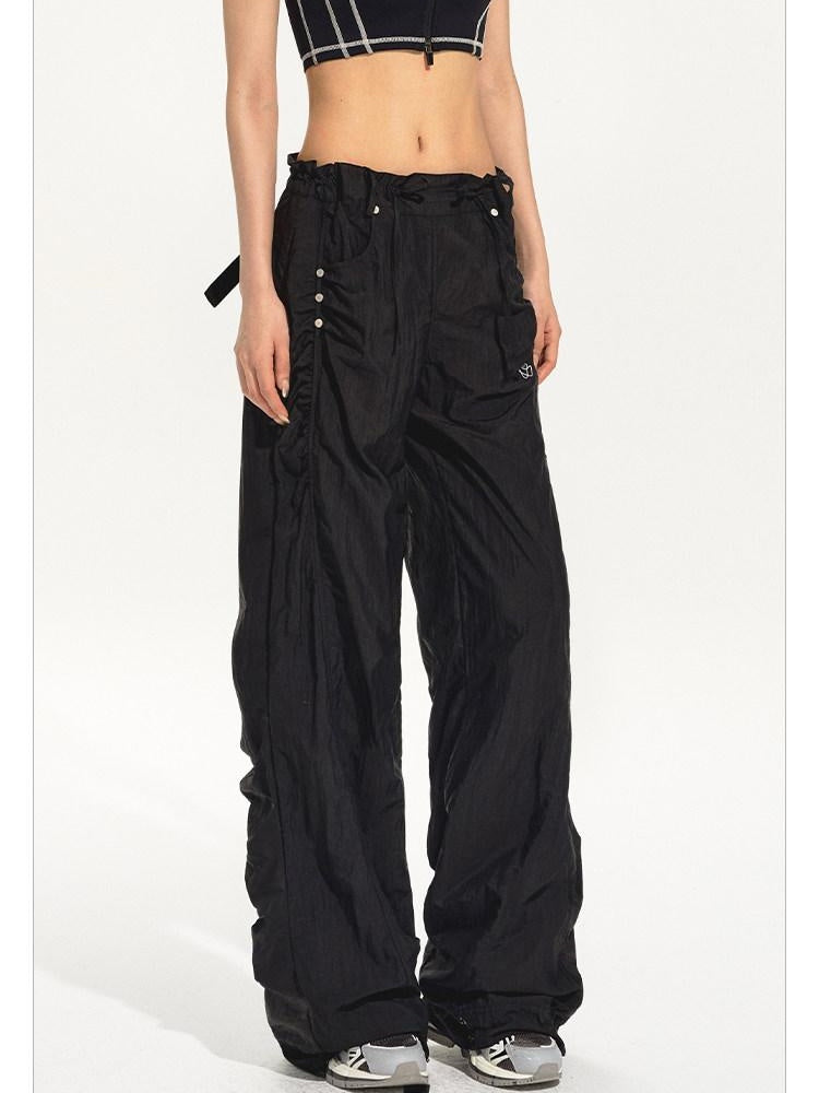 NAWSNOTAWEAR Lightweight Nylon Pleated Low Rise Commuter Unisex Wide Leg Pants