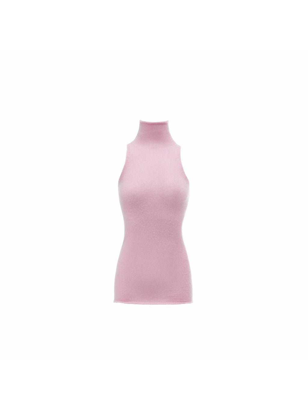 1JINN STUDIO Soft Mohair Wool Blend High Neck Slim Racerback Casual Women Tank Tops