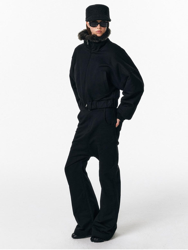 ALINNVSTUDIO Asymmetric Versatile Slight Flare Slim Natural Waist Casual Sweatpants