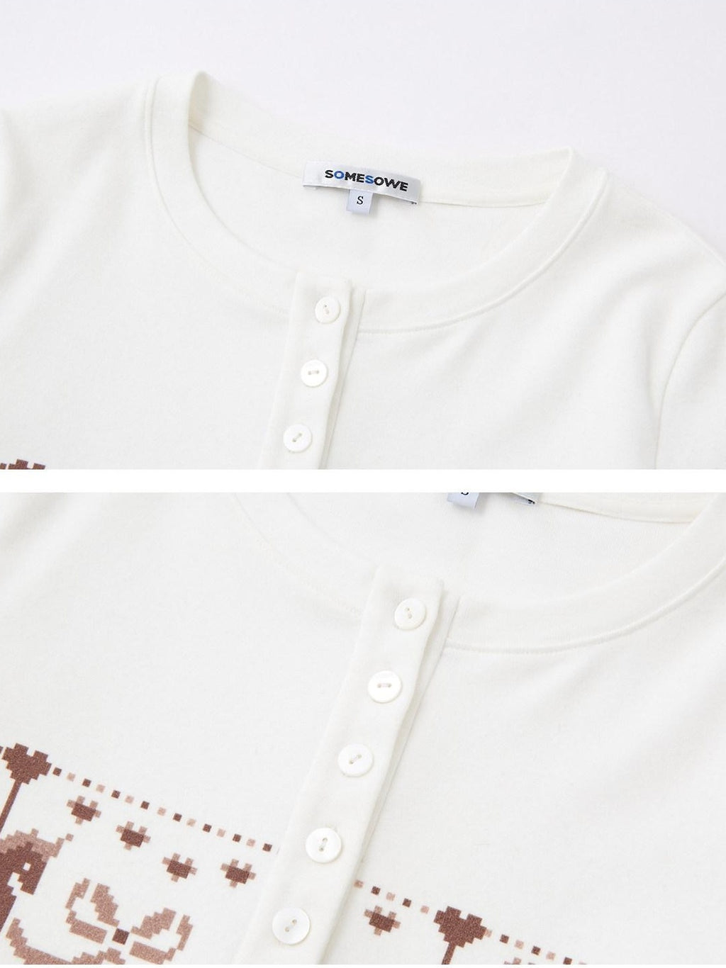 SOMESOWE Cotton Blend Lace Trim Casual Crew Neck Women Cartoon Print Sweaters