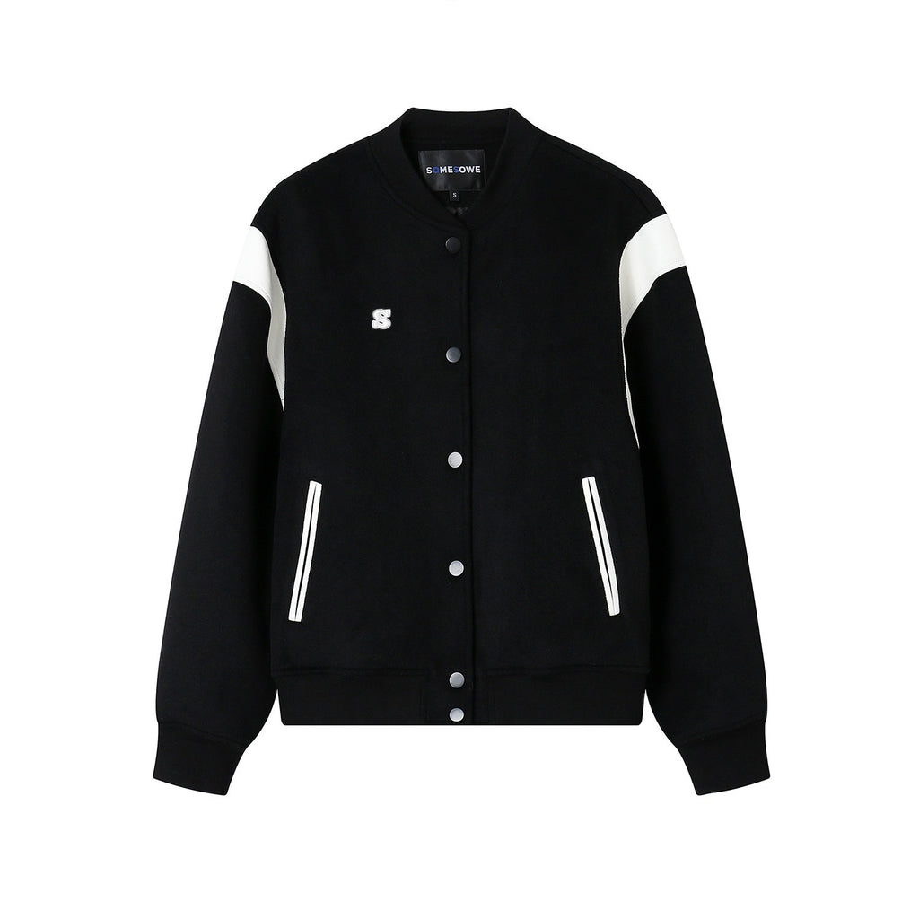 SOMESOWE_Smart_Commuter_Relaxed_Turn_Down_Collar_Button_Solid_Black_Gray_Bomber_Jackets_MISSTT