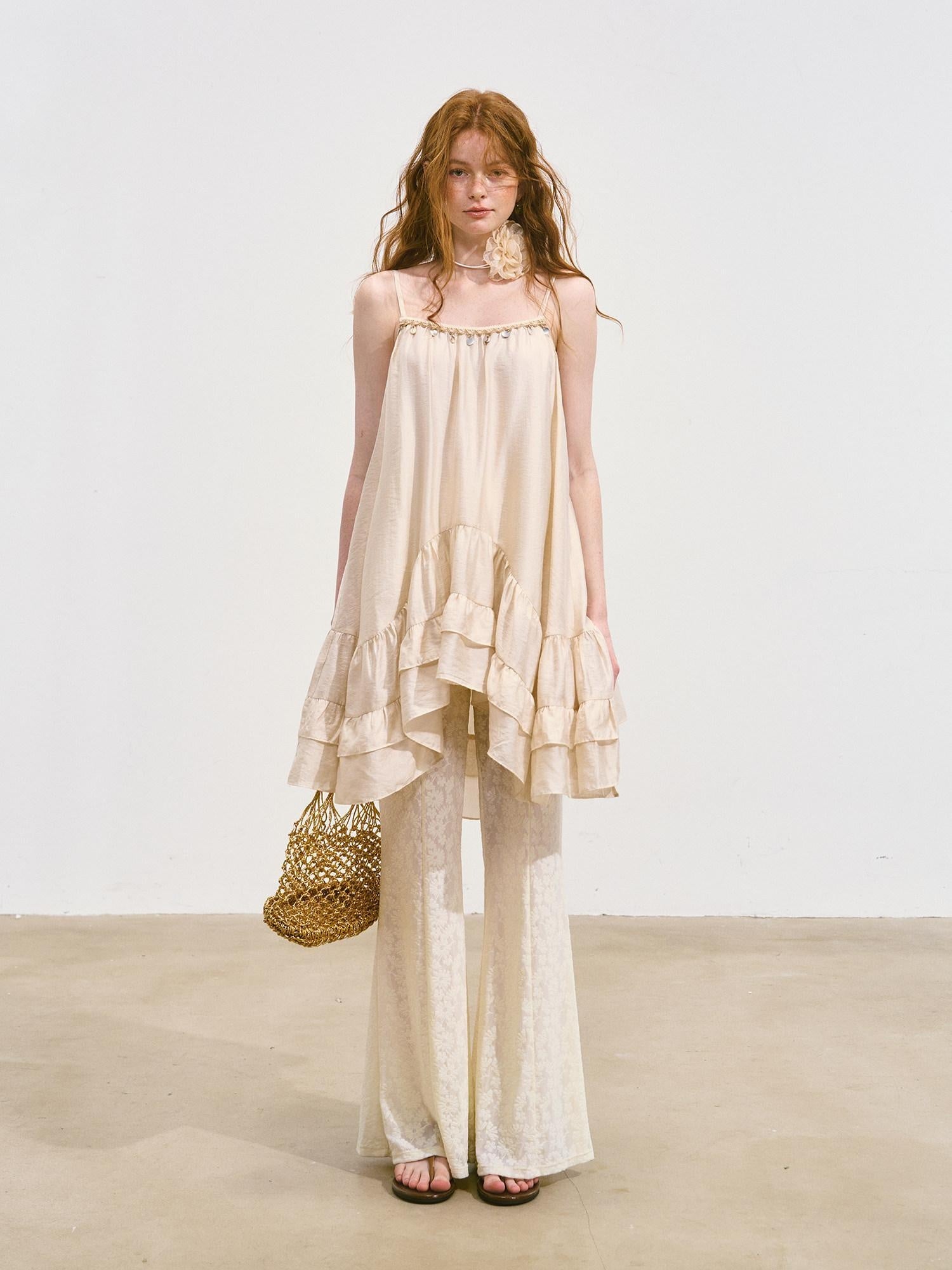 SOMESOWE Lightweight Two Piece Sleeveless Casual Fit Women Beige White Camisoles