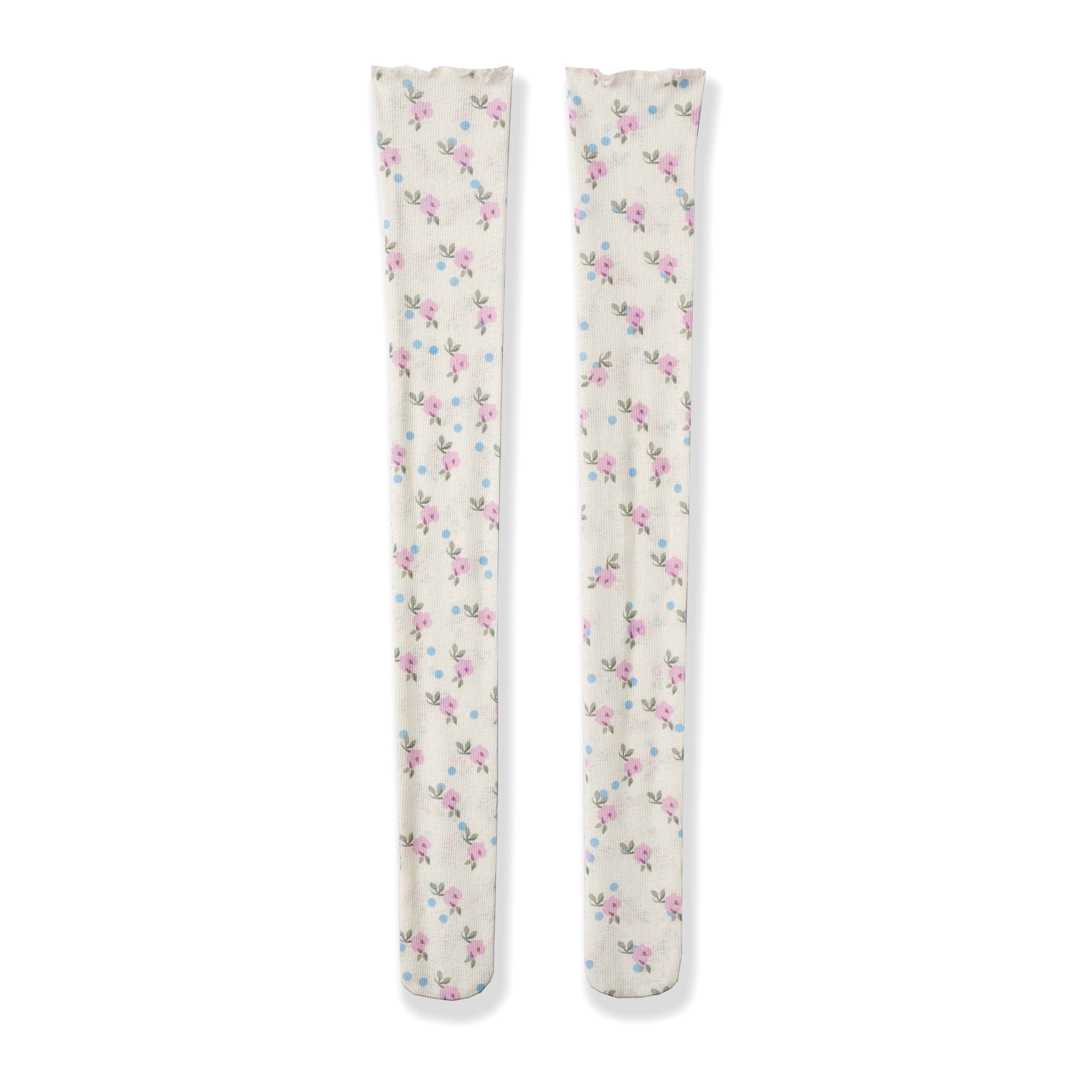 DeleteEx_Breathable_Comfortable_Sweet_Floral_Crew_For_Women_Yellow_White_Socks_MISSTT