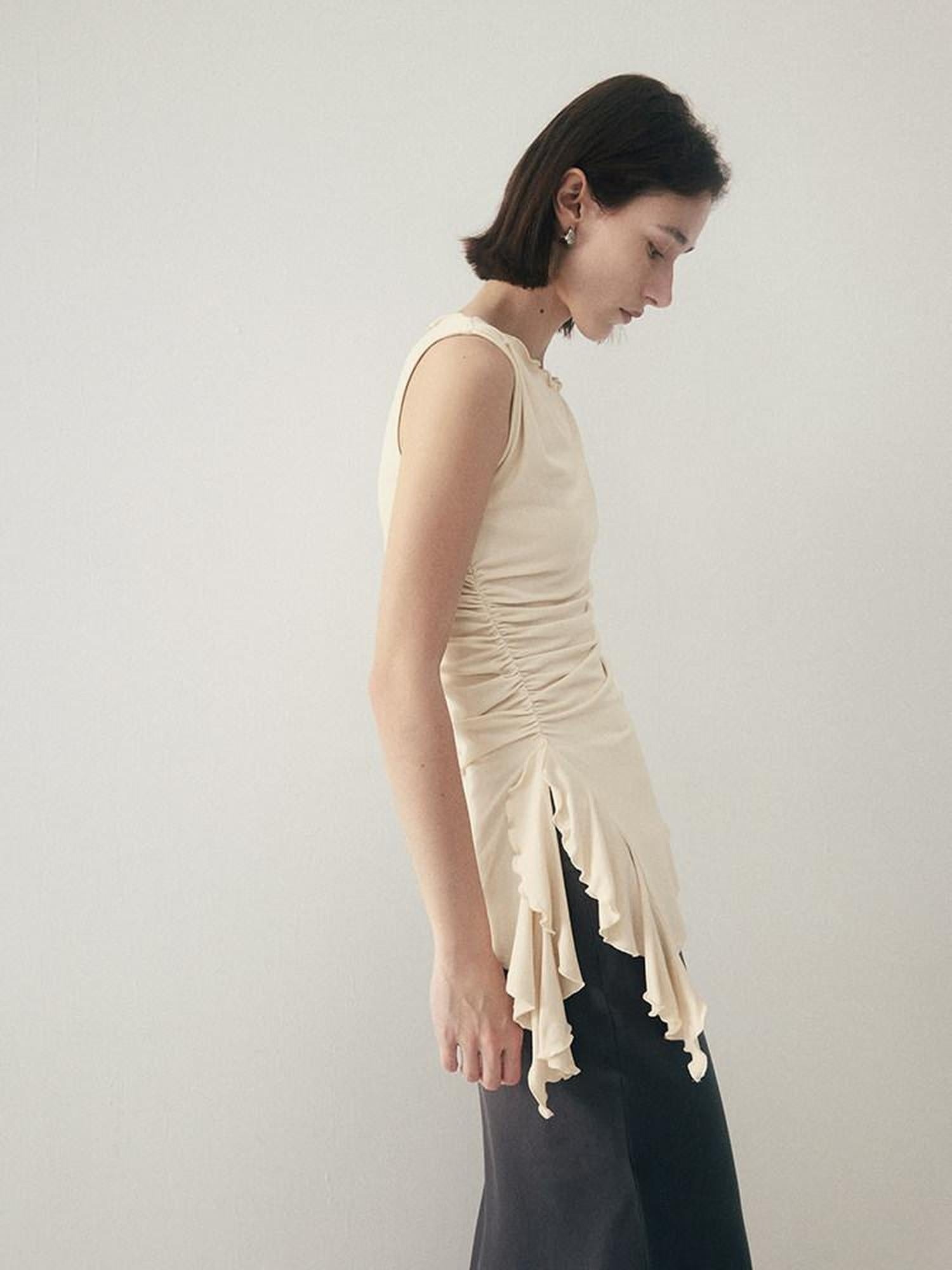 someonesometimes Original Strappy Solid Viscose Stretch Tee Off Shoulder Crop Tops