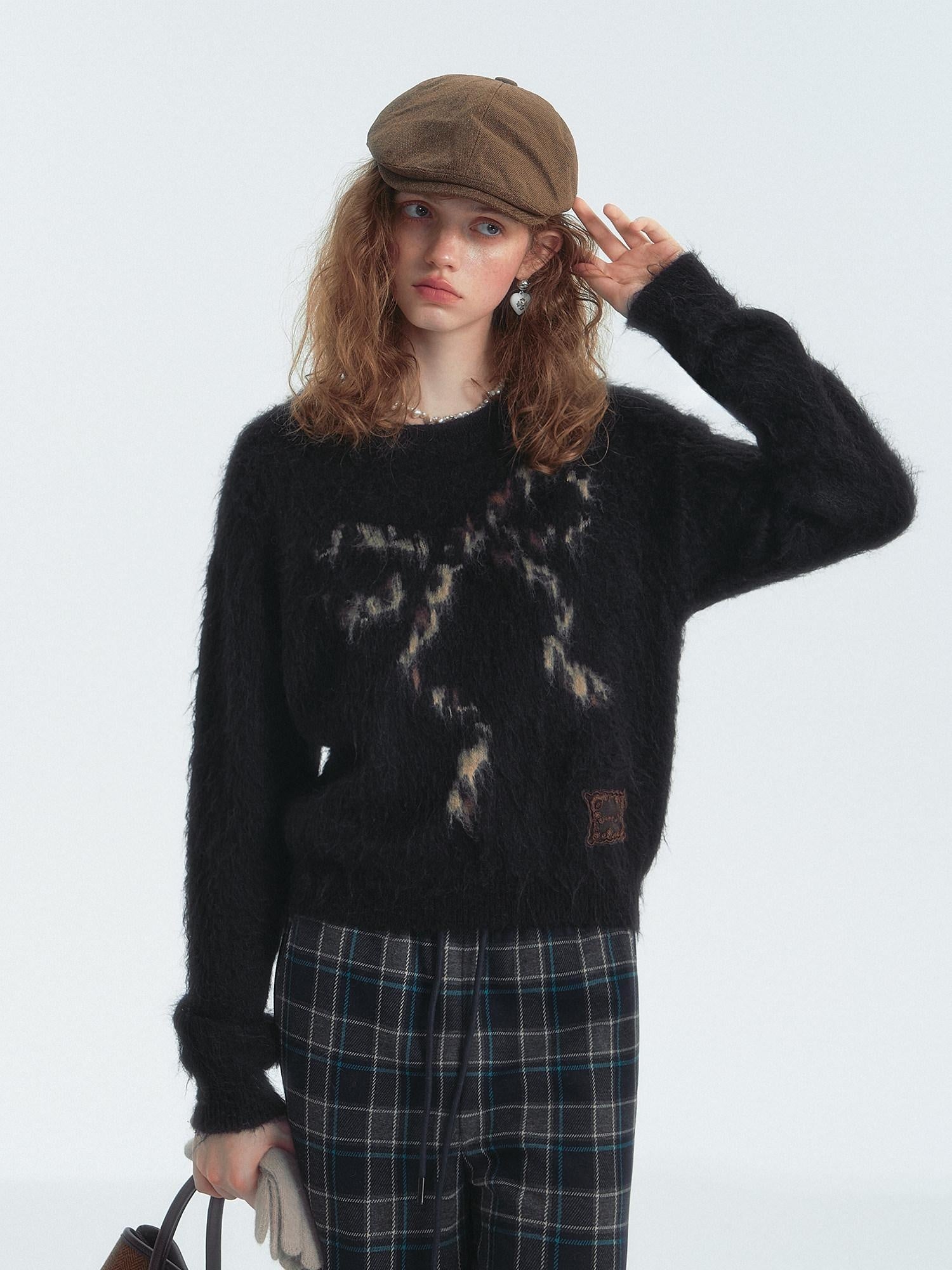 SOMESOWE Floral Knit Pullover Loose Fit Street Style Unisex Knitwear Sweaters