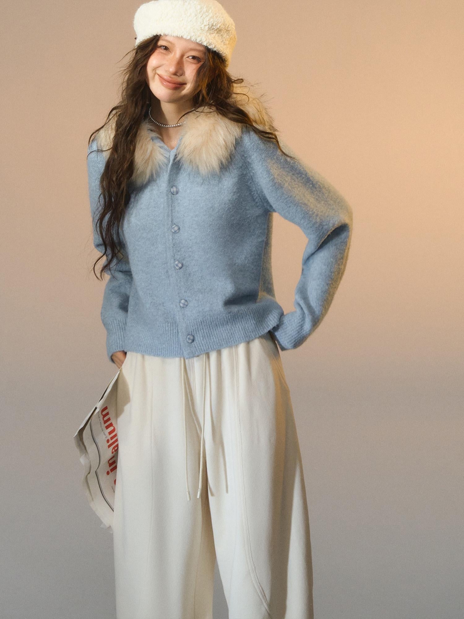 SOMESOWE Lightweight Knit Button Front Minimal Workwear Women Long Sleeve Cardigans