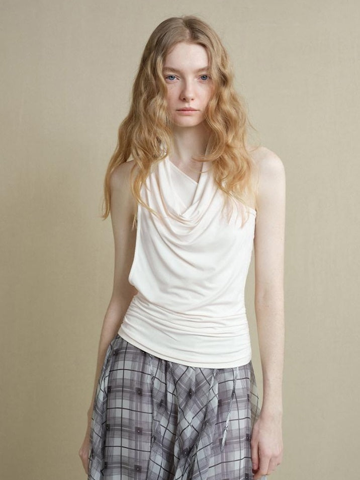 someonesometimes Soft Modal Nylon Spandex Asymmetric Slim Fit Faux Layer Strap Women Tank Tops
