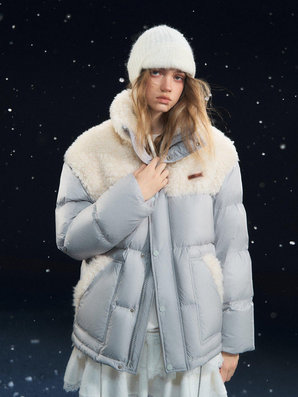 SOMESOWE Cozy 90 Percent Duck Down Patchwork Casual Regular Fit Women Gray Down Jackets