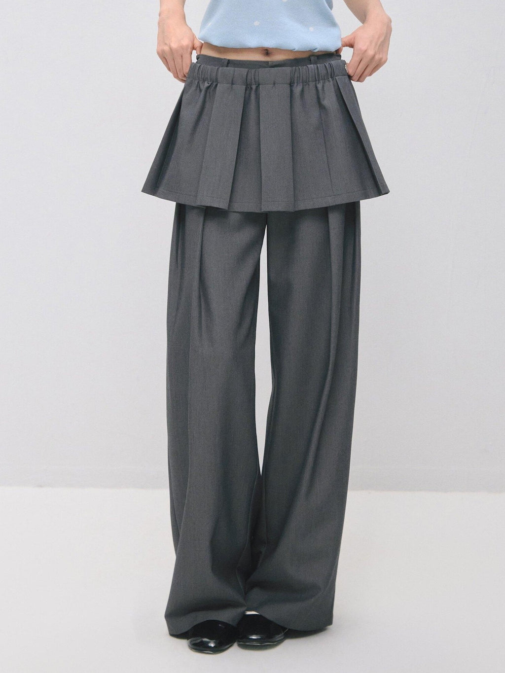 SOMESOWE Plaid Pockets Relaxed Natural Waist Elastic Women Polyester Blend Wide Leg Pants