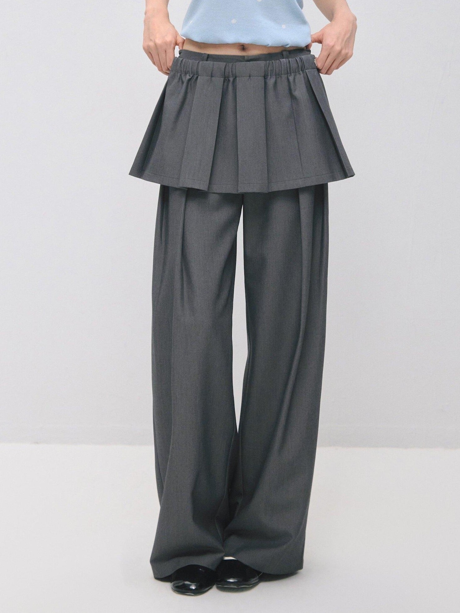 SOMESOWE Plaid Pockets Relaxed Natural Waist Elastic Women Polyester Blend Wide Leg Pants