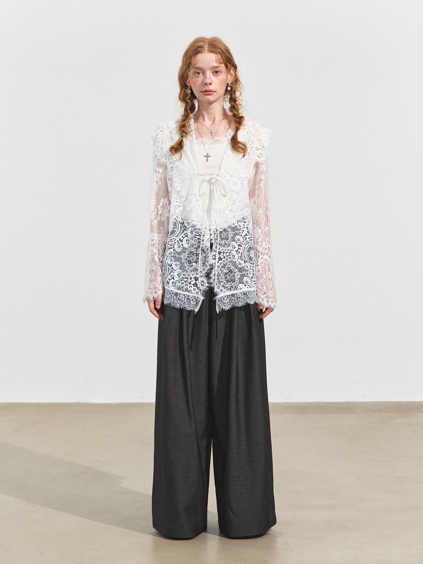SOMESOWE Shape Retaining Sexy Lace Hooded Loose Polo Collar Women White Button Blouses