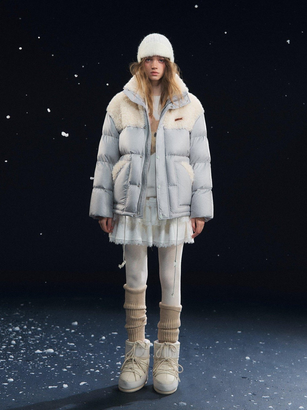 SOMESOWE Cozy 90 Percent Duck Down Patchwork Casual Regular Fit Women Gray Down Jackets