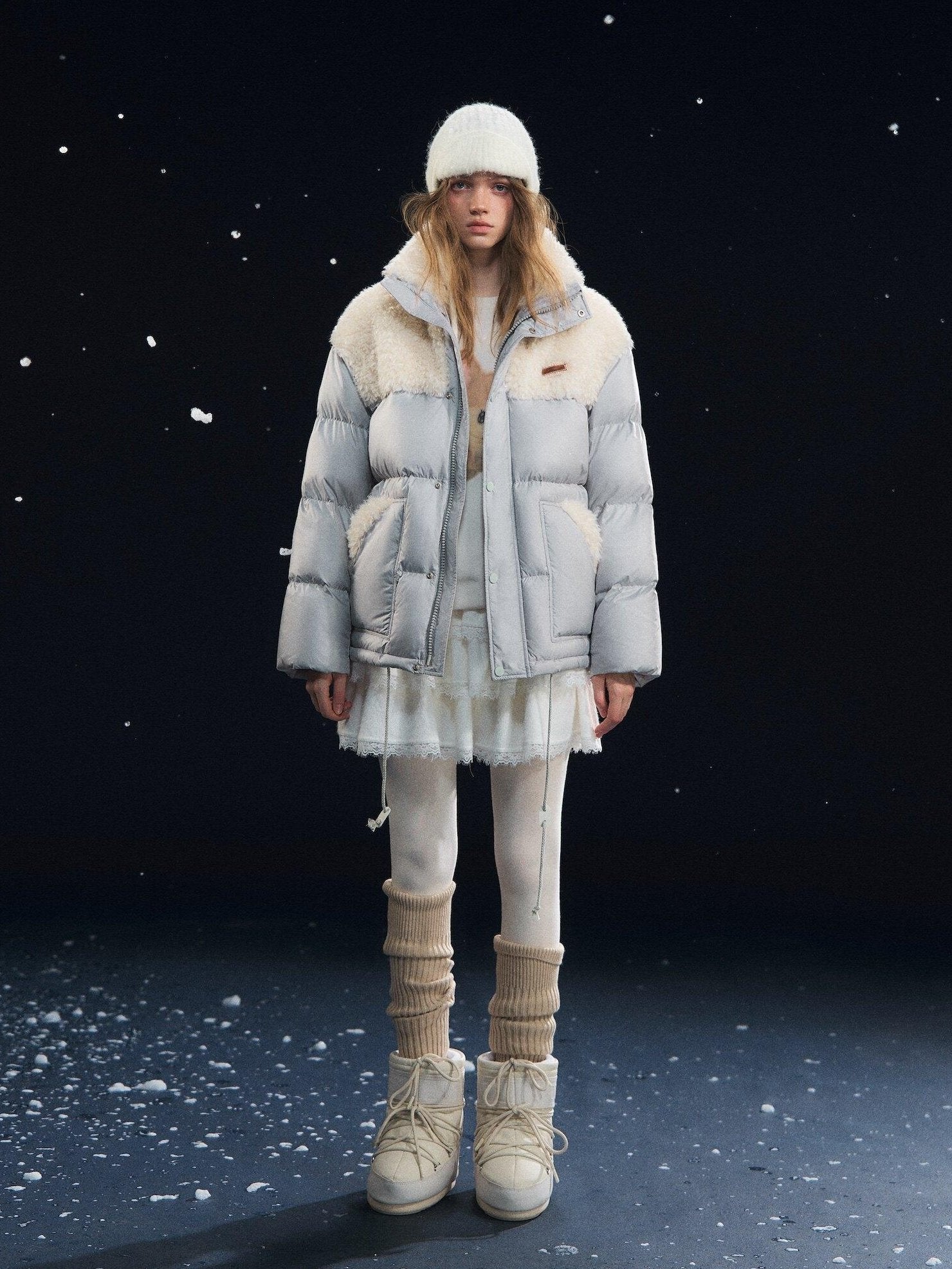 SOMESOWE Cozy 90 Percent Duck Down Patchwork Casual Regular Fit Women Gray Down Jackets
