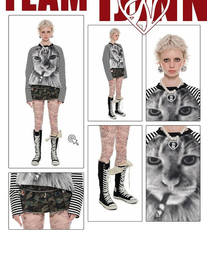 1JINN STUDIO Low Waist Pleated A Line Patchwork Camo Streetwear Women Mini Skirts