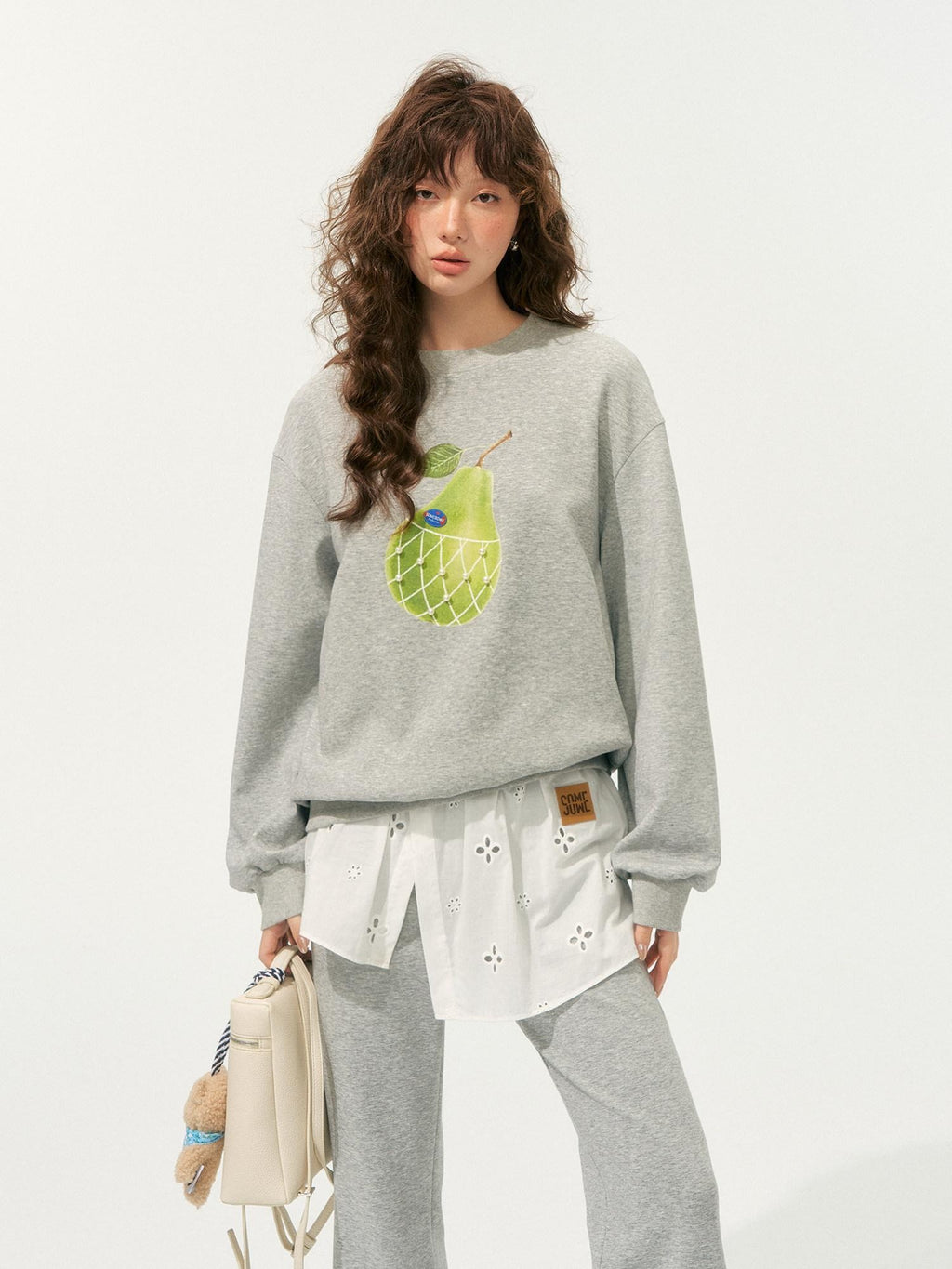 SOMESOWE Soft Cotton Blend Loose Floral Round Neck Women Long Sleeve Crop Tops