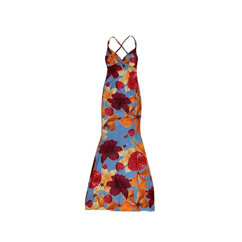 DeleteEx_Flattering_V-neck_Tie_Detail_Trendy_Slim_Fit_Printed_Stretch_Women_Maxi_Dresses_MISSTT