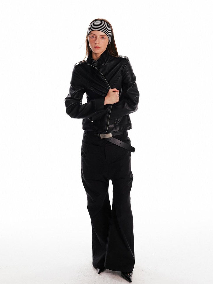 ALINNVSTUDIO Low Rise Baggy Loose Commuter Black Zippered Pockets Cargo Pants