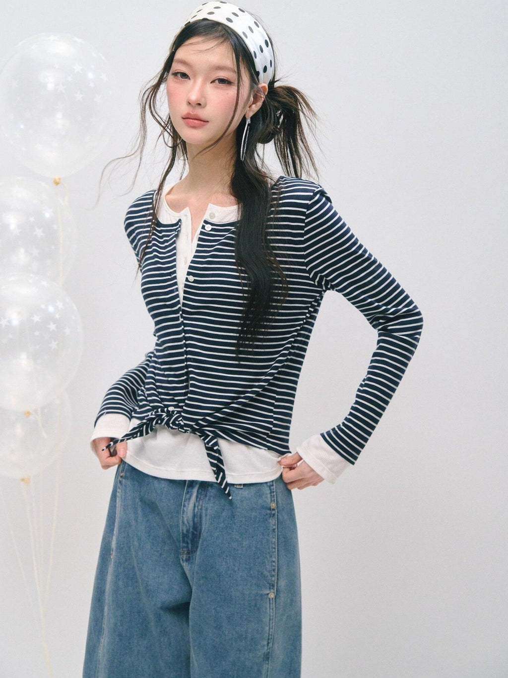 SOMESOWE Soft Lyocell Wool Blend Casual Loose Layered Striped Women Long Sleeve T-Shirts