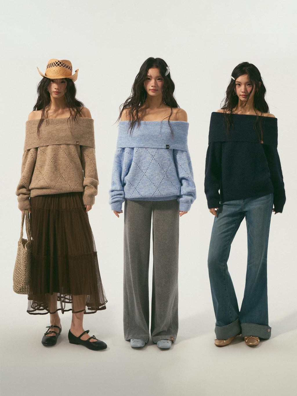 SOMESOWE Soft Polyester Wool Blend Casual Boat Neck Knit Women Sweaters