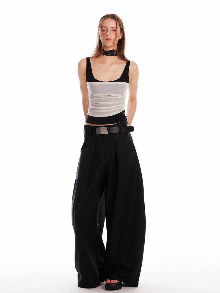 ALINNVSTUDIO Patchwork Original Design Slim Fit Cropped Pullover Women Solid Tank Tops