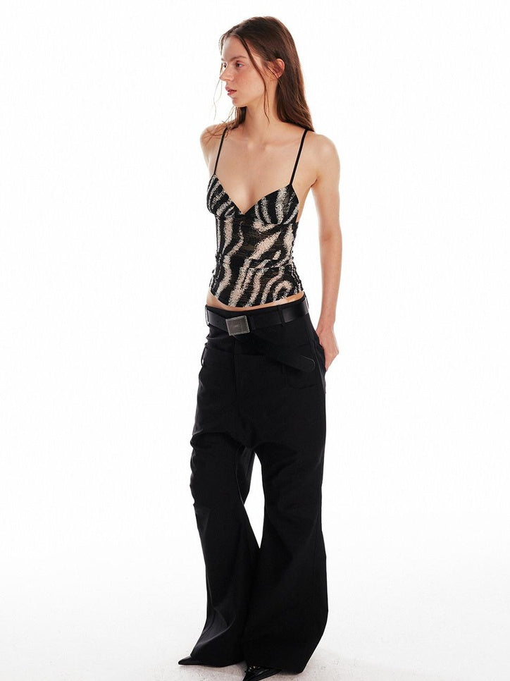 ALINNVSTUDIO Low Rise Baggy Loose Commuter Black Zippered Pockets Cargo Pants
