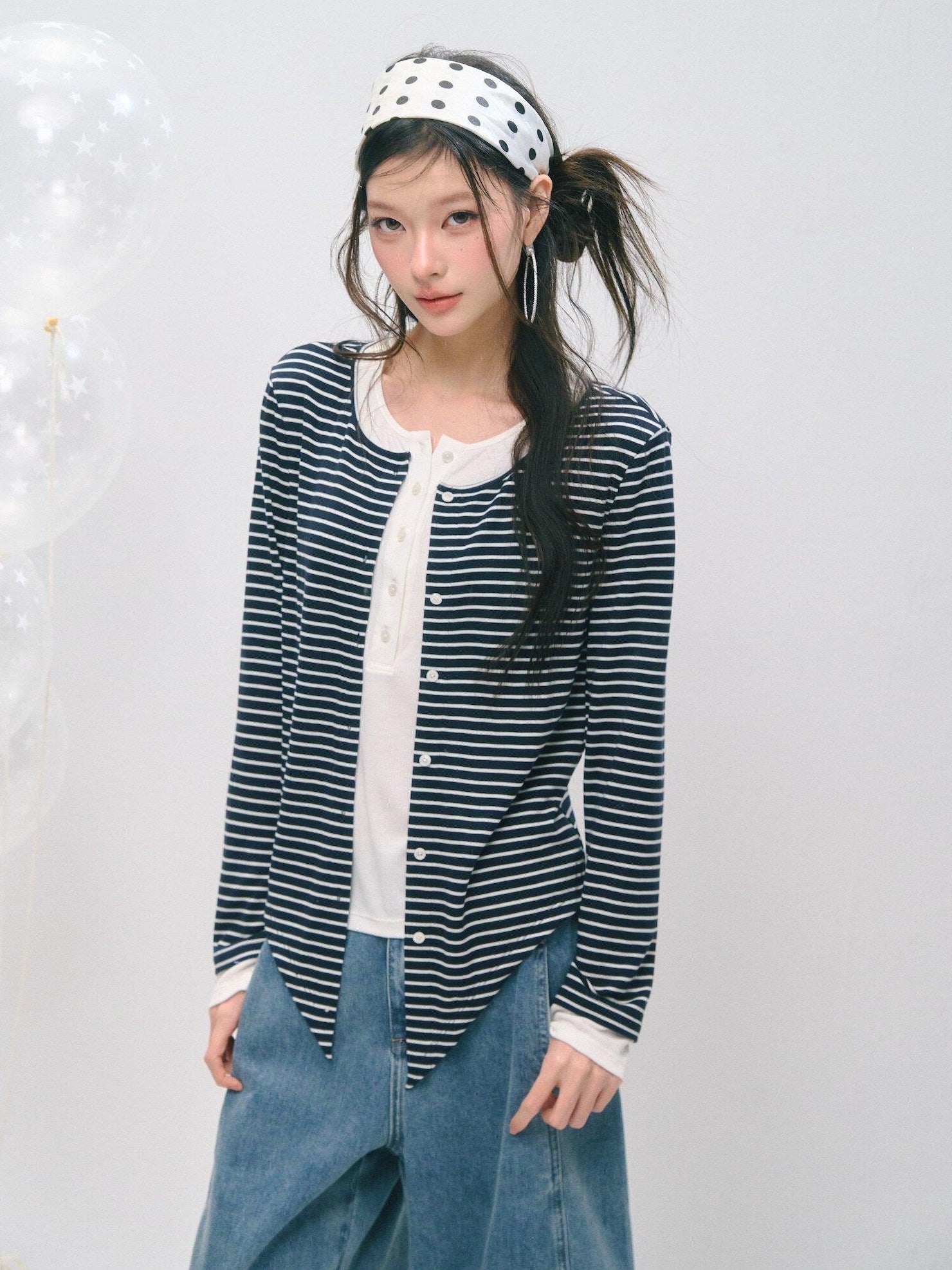 SOMESOWE Soft Lyocell Wool Blend Casual Loose Layered Striped Women Long Sleeve T-Shirts