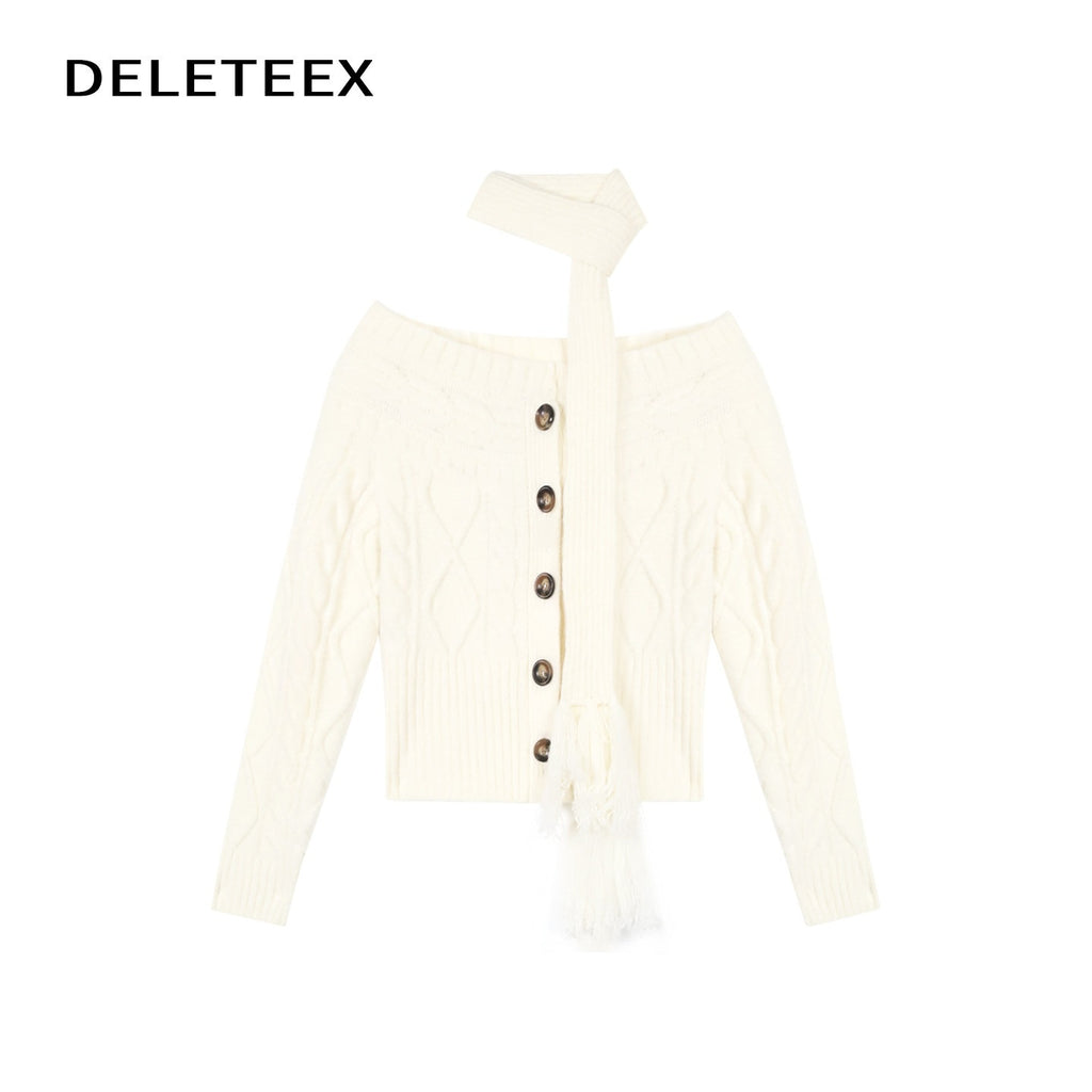 DeleteEx_Cozy_Knit_Blend_Slim_Fit_Office_Boat_Neck_Short_Single_Row_Cardigan_Sweaters_MISSTT