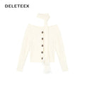 DeleteEx_Cozy_Knit_Blend_Slim_Fit_Office_Boat_Neck_Short_Single_Row_Cardigan_Sweaters_MISSTT