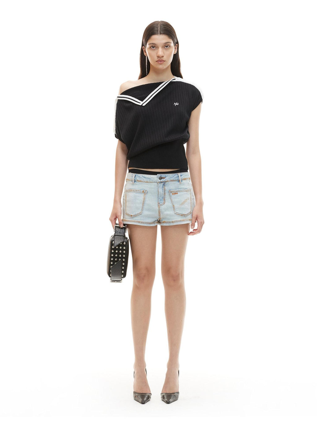 NAWSNOTAWEAR Lyocell Colorblock Collegiate Women Black Short Sleeve T-Shirts