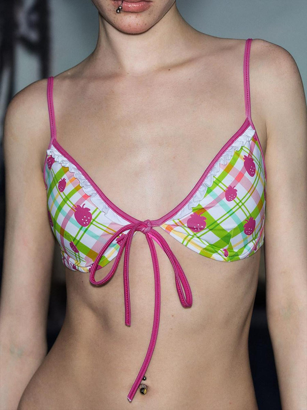 DeleteEx Cute Pink Strawberry Print Flirty Two Piece Beach Swim Bikini Sets