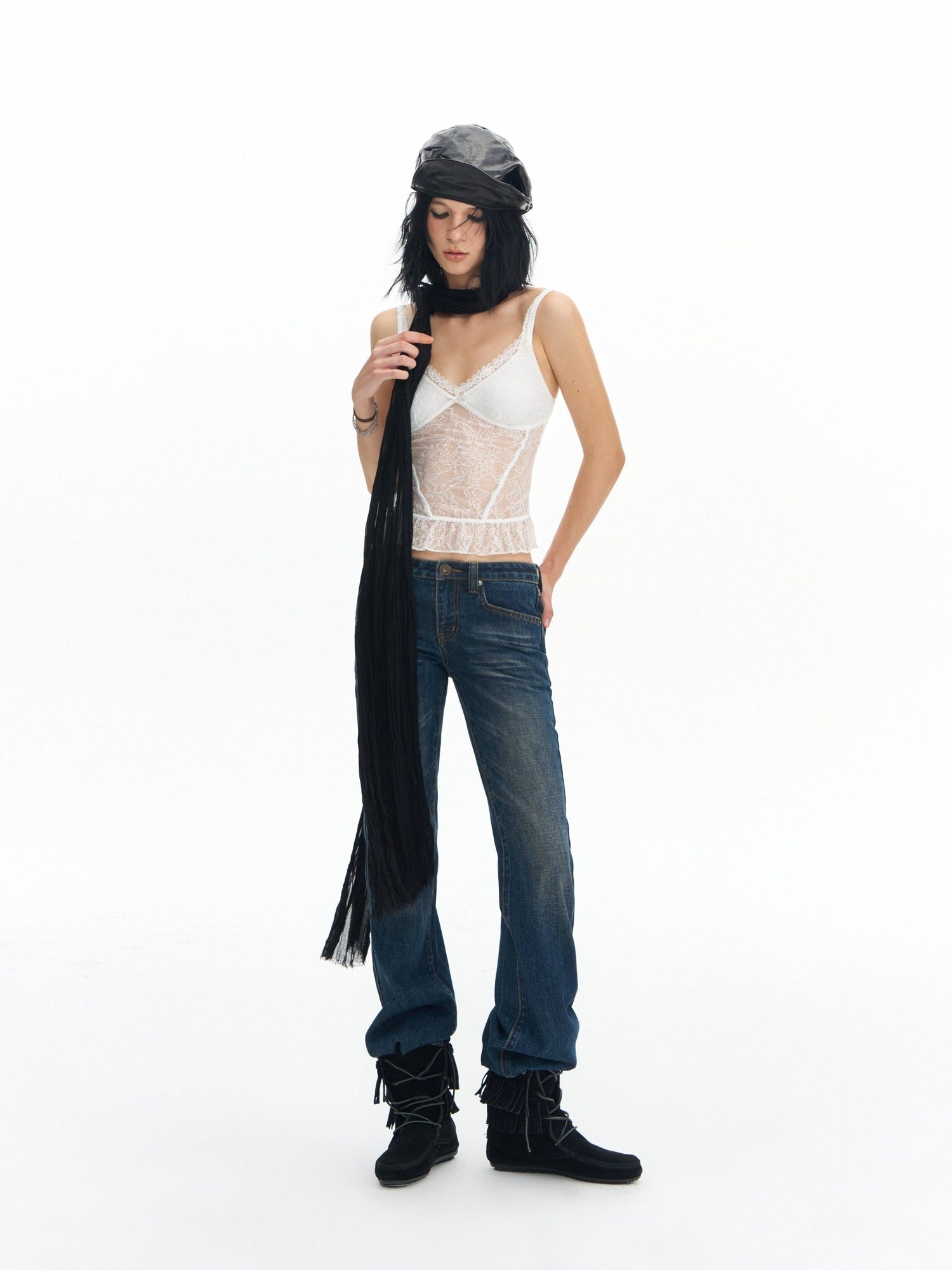 DeleteEx Washed Slim Low Rise Slight Stretch Sexy Girl Dark Blue Flared Jeans