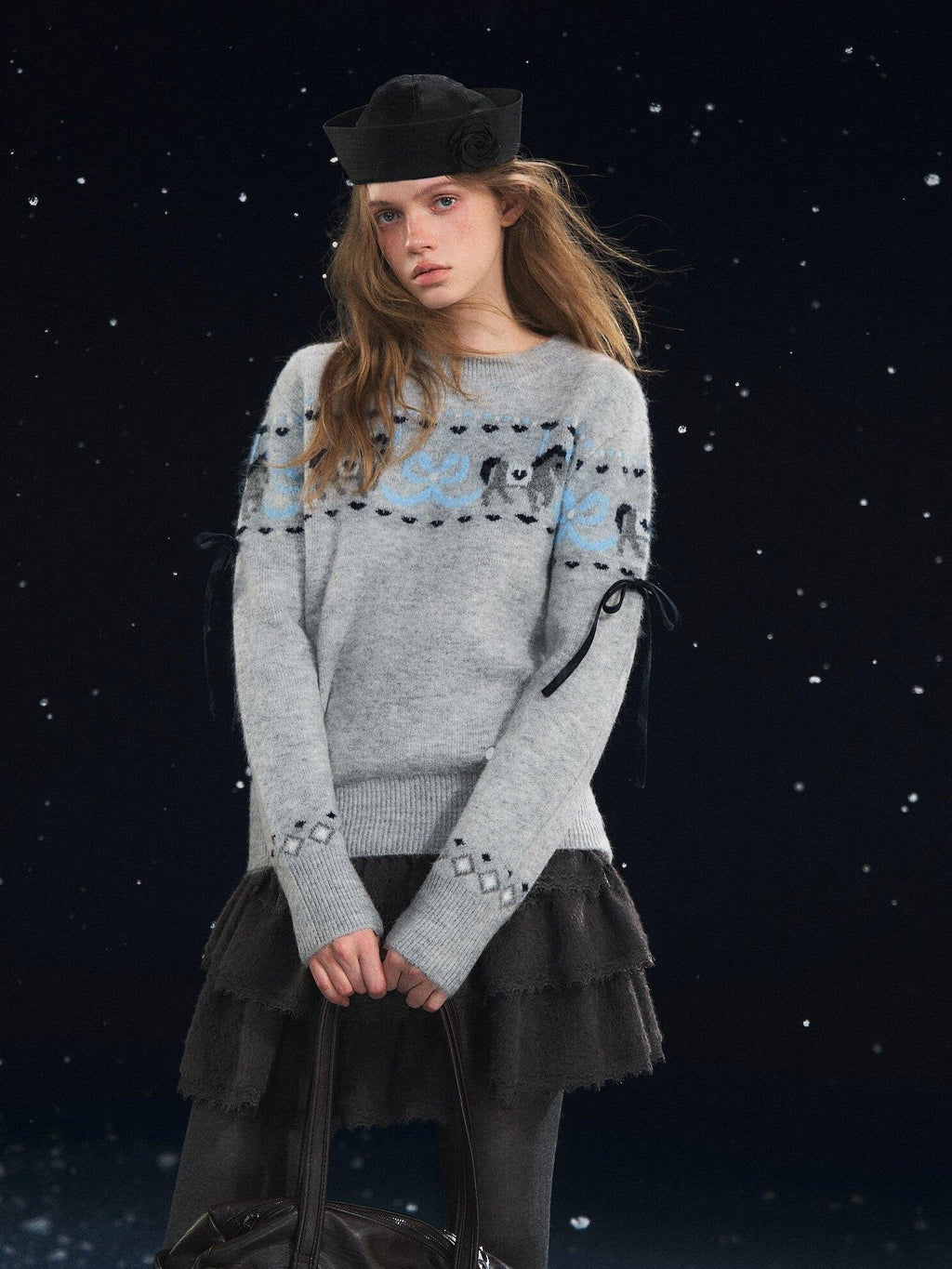 SOMESOWE Cozy Acrylic Blend Animal Colorblock Casual Regular Women Crewneck Sweaters